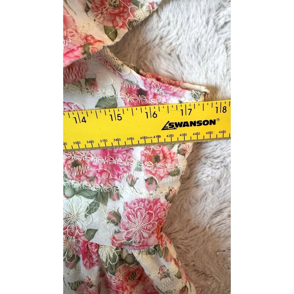 Just Me Dress Size Large Mini Floral Pink Lined Cottagecore Flutter Sleeve - Picture 16 of 16